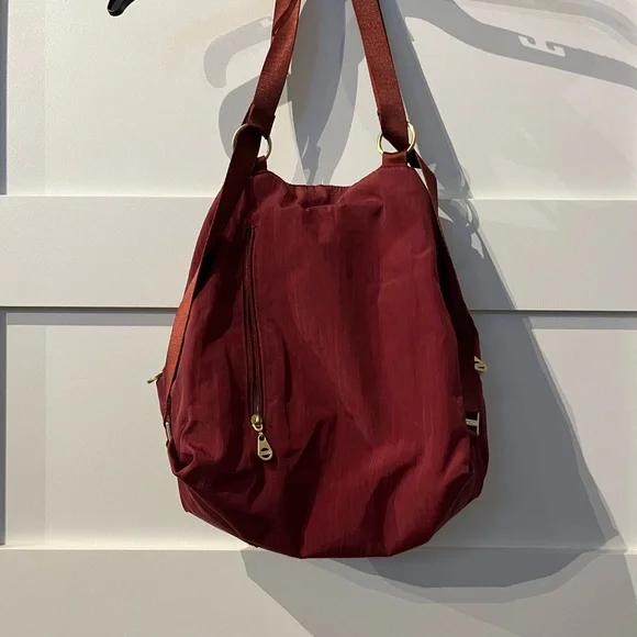 Women's Burgundy Baggallini Shoulder/backpack Bag - Classic Turn-Lock Tote - Picture 2 of 8